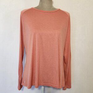 Free Fly Women Size L Pink Bamboo Stretch Knit Thumb Holes Shirt Athleisure